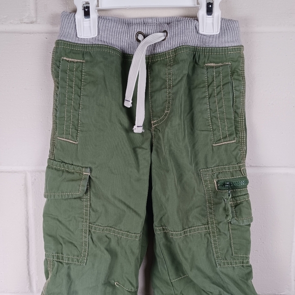 Mini Boden Boys Size 4 4T Techno Zip Off Cargo Pants‎ Green Pull On Drawstring - Picture 2 of 6